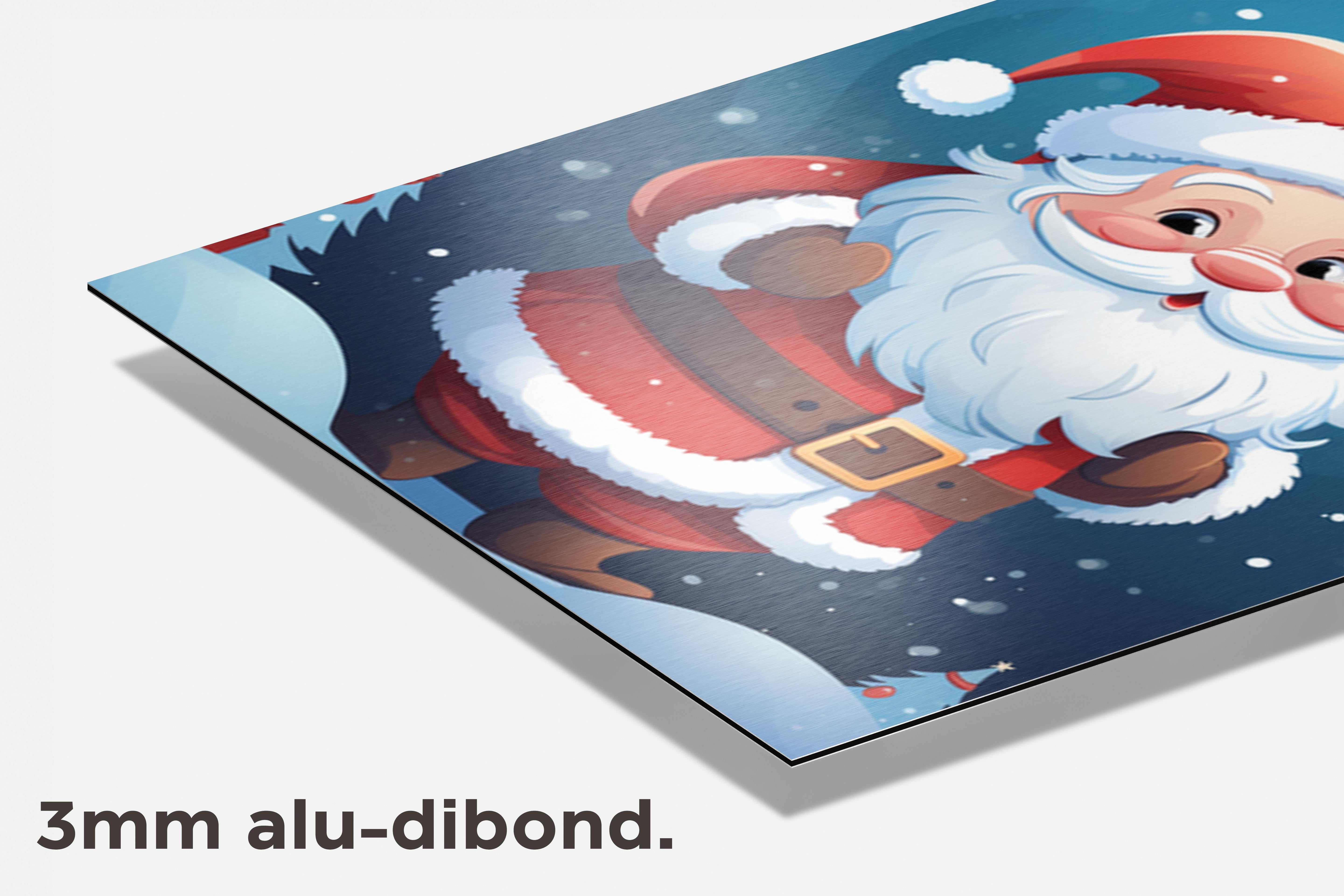 Kerstmannetje dibond detail
