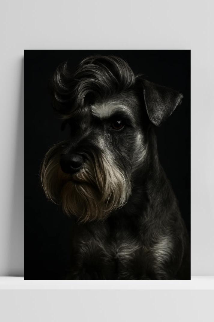 Schnauzer Dog op 3mm aluminium dibond