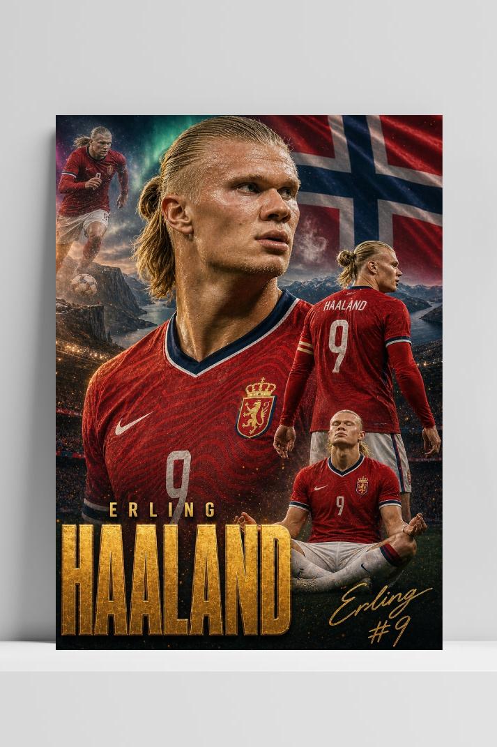 Erling Haaland op 3mm aluminium dibond