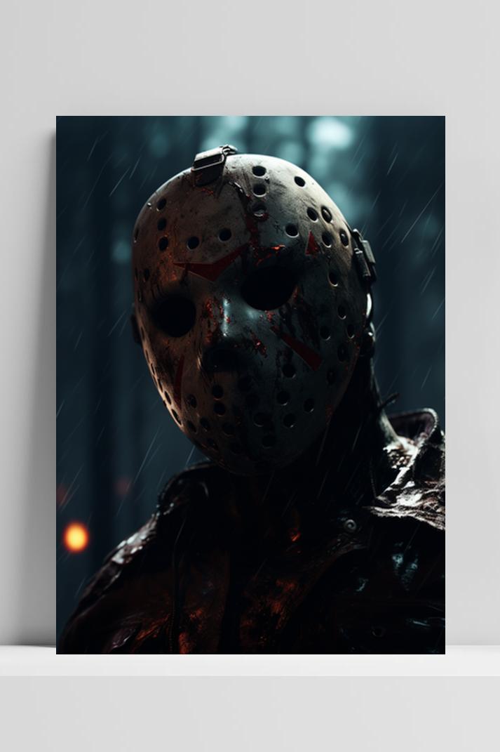 Halloween Jason op 3mm aluminium dibond