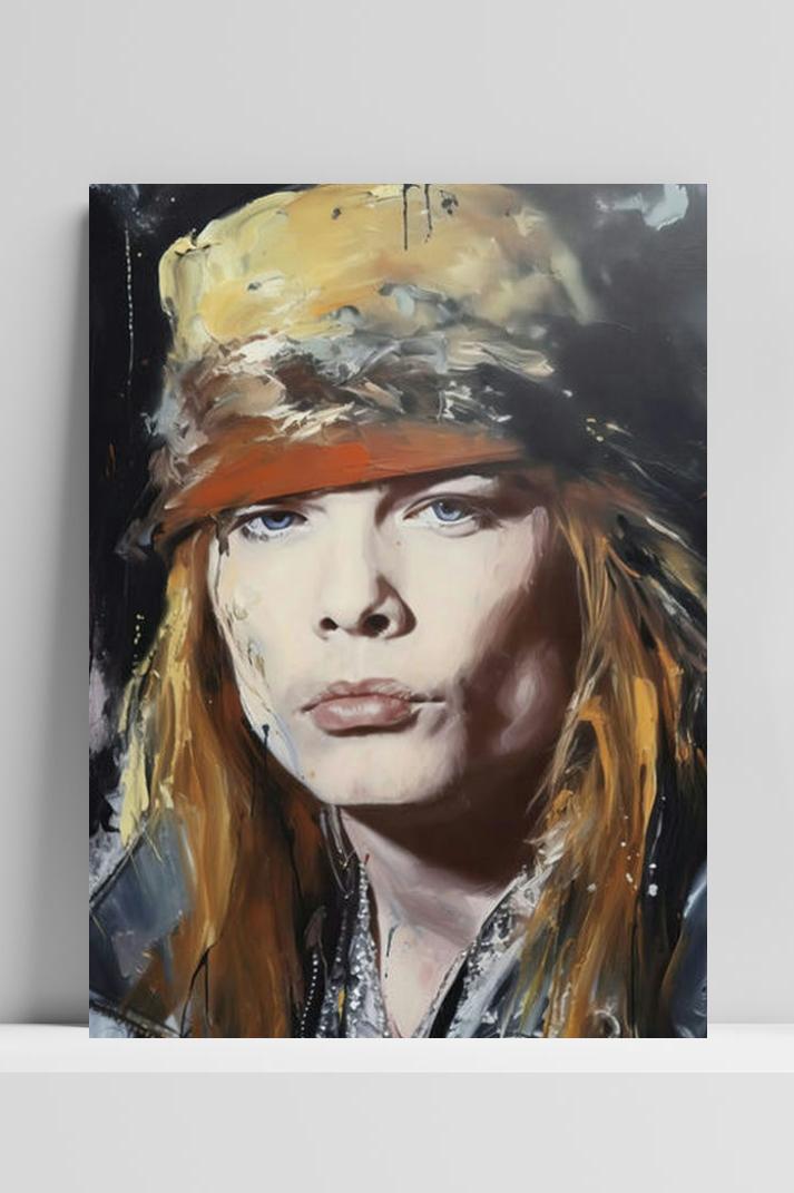 Axl Rose Portret op 3mm aluminium dibond