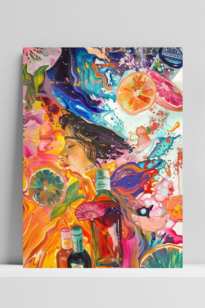 Citrus Flessen op 3mm aluminium dibond