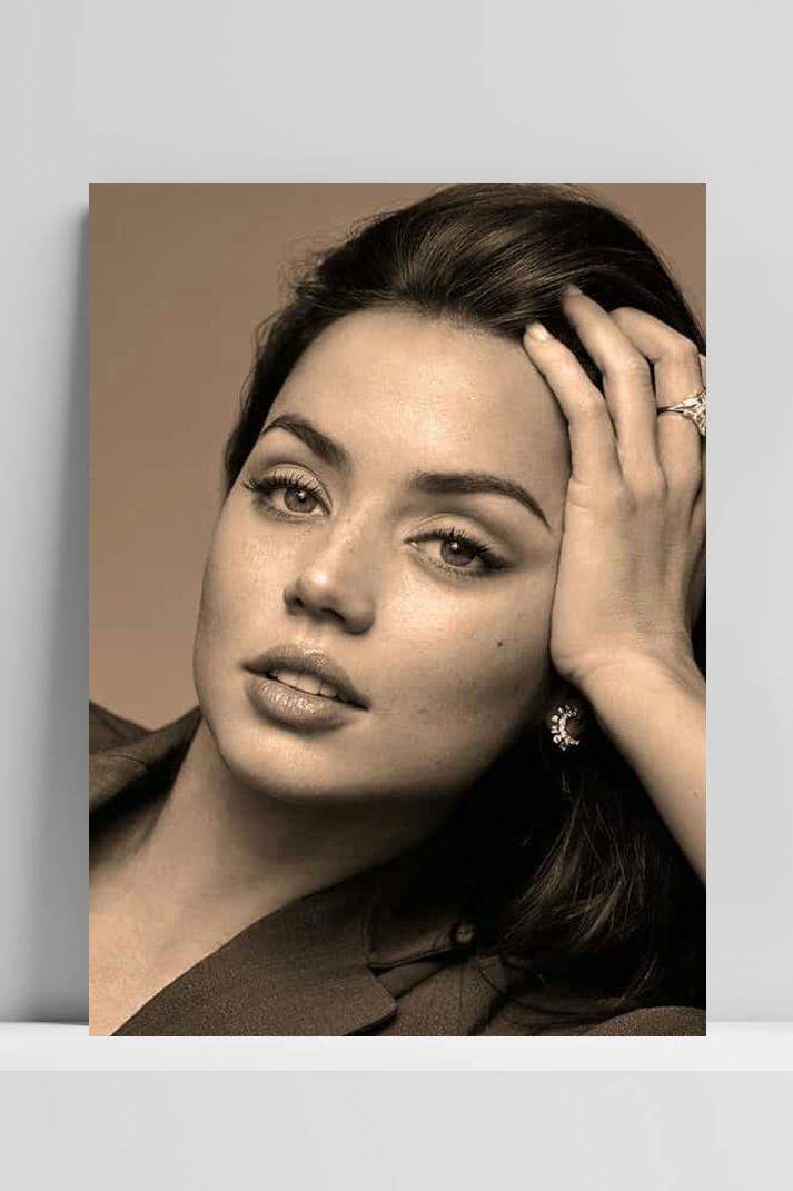 Ana de Armas op 3mm aluminium dibond