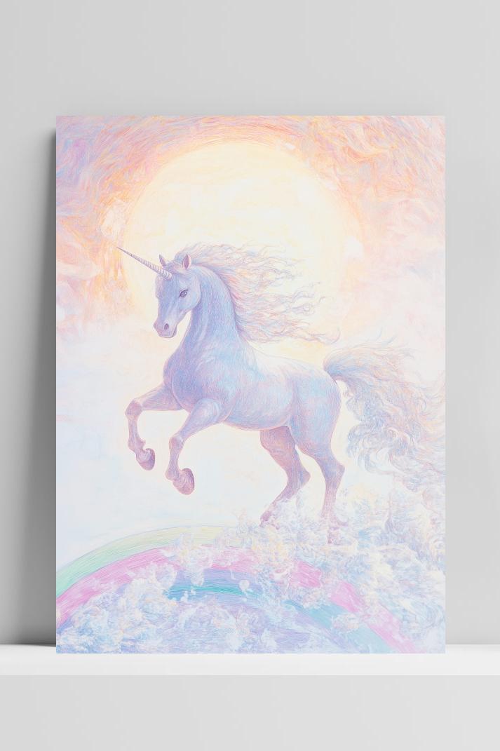 Unicorn Pastel op 3mm aluminium dibond