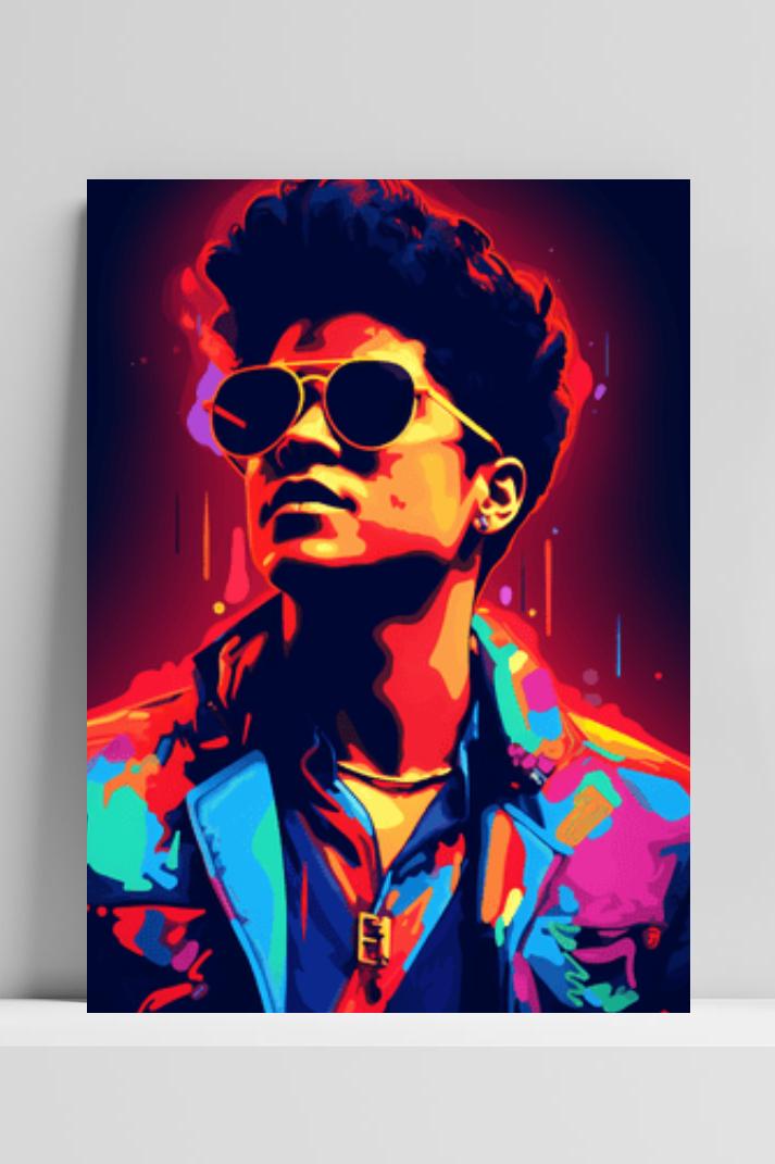 Bruno Mars Bril op 3mm aluminium dibond