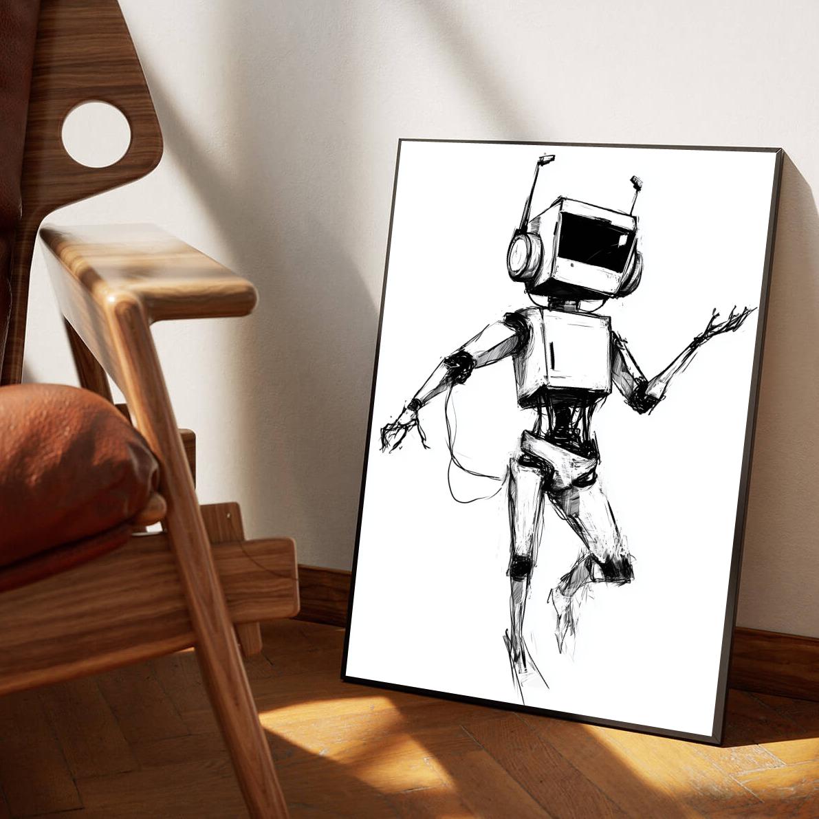 Robot B&W poster sfeerbeeld 1