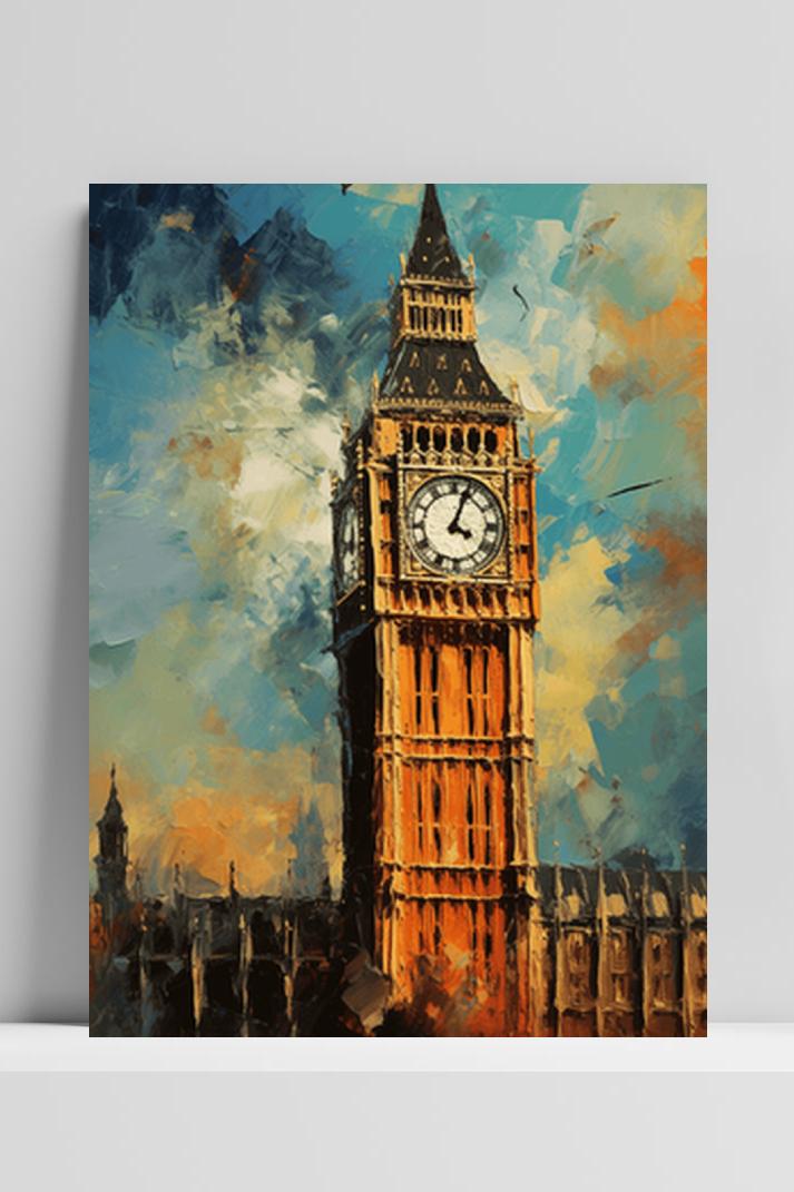 Big Ben London op 3mm aluminium dibond