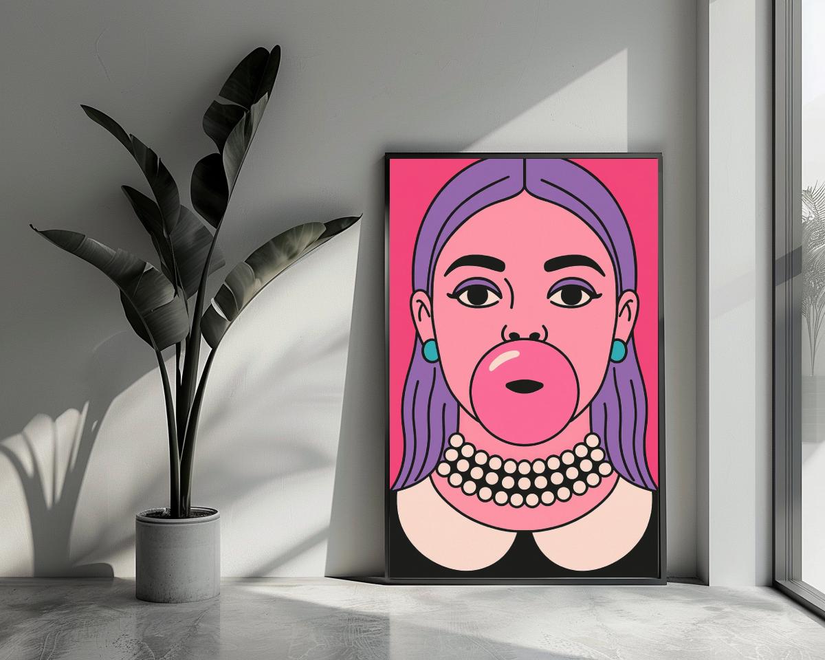Woman Bubble Gum Cartoon poster van 25 Artstreet