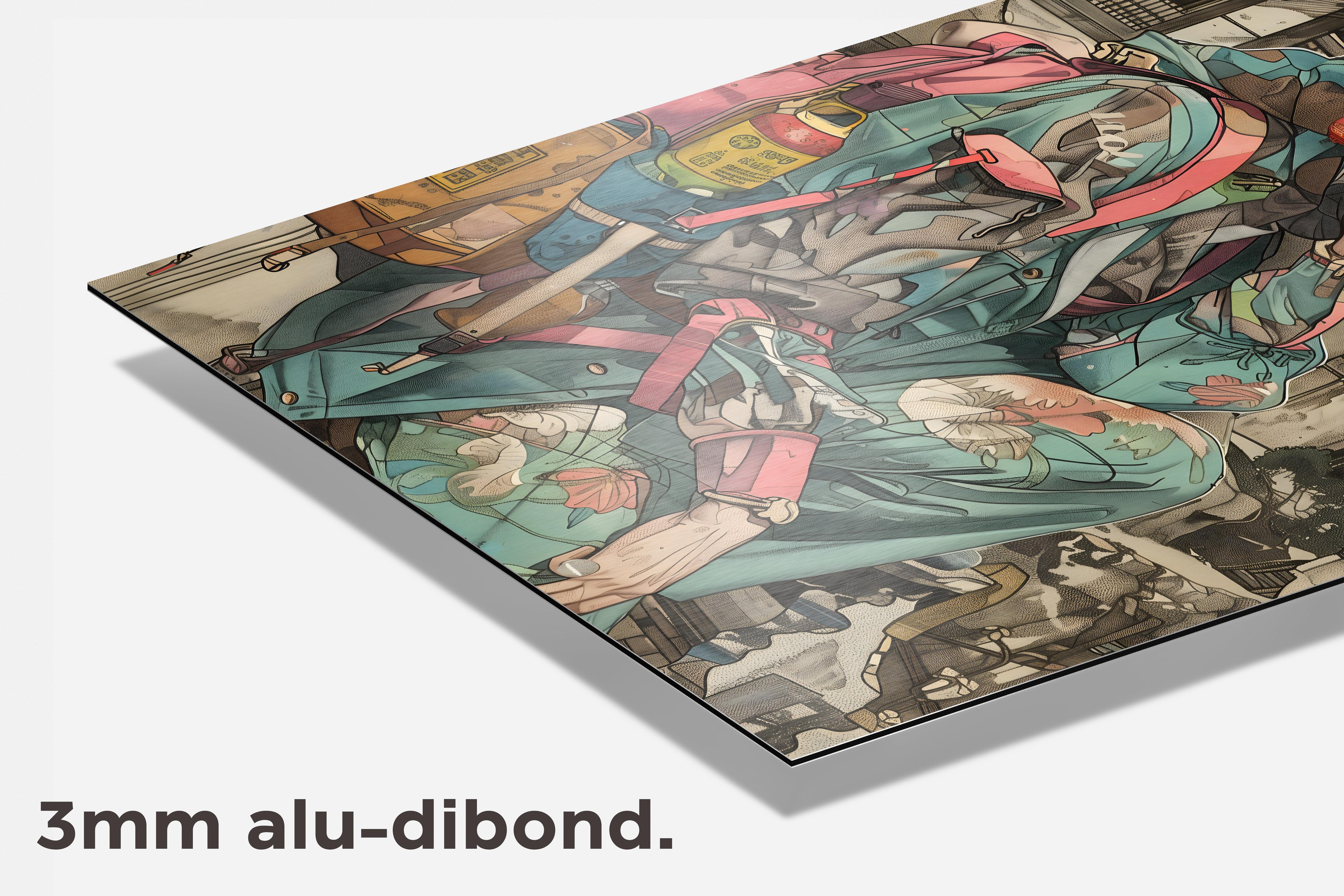 Aquarel Reiziger dibond detail