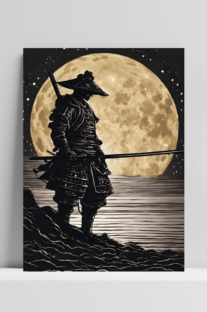 Samurai Silhouet op 3mm aluminium dibond
