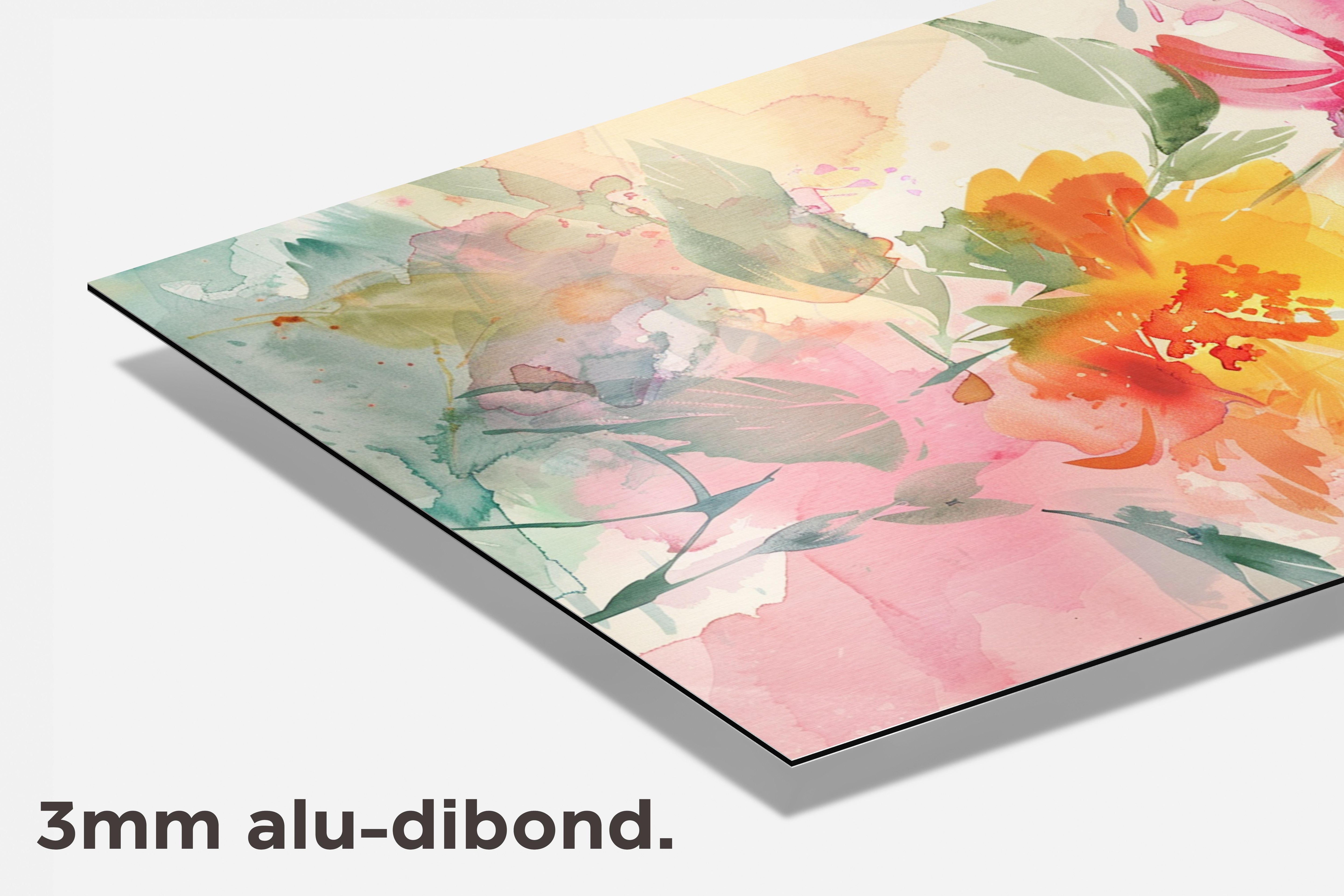 Aquarel Bloemen dibond detail