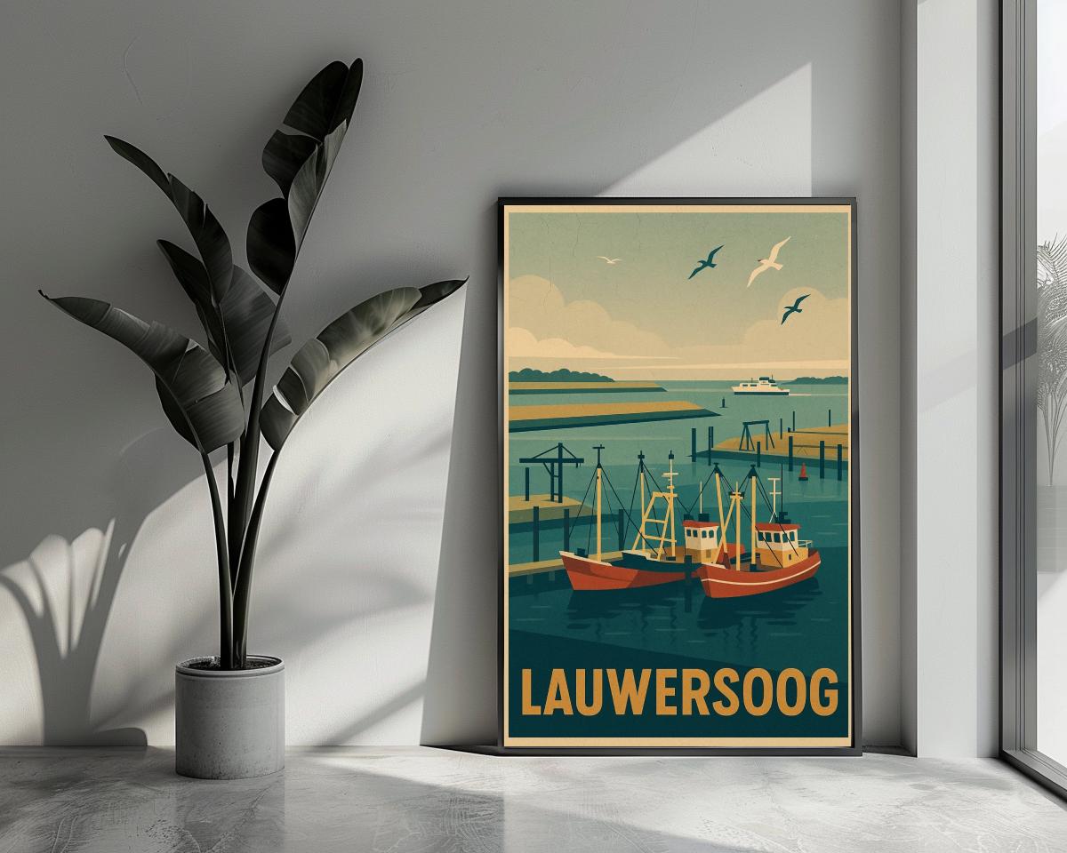 Lauwersoog Text Vintage poster van 25 Artstreet