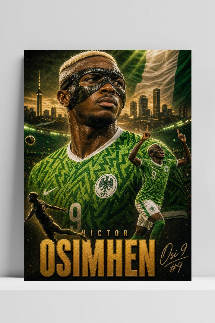 Victor Osimhen op 3mm aluminium dibond
