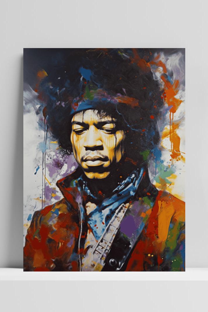 Jimi Hendrix op 3mm aluminium dibond