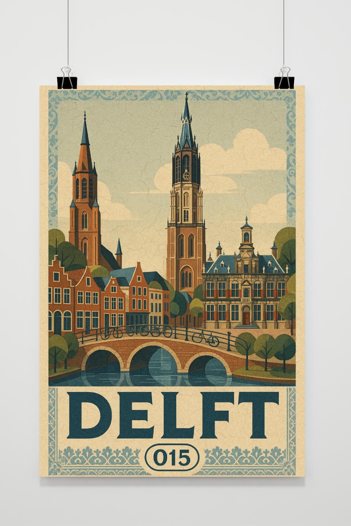 Affiche Delft Netherlands Vintage de 25 Artstreet