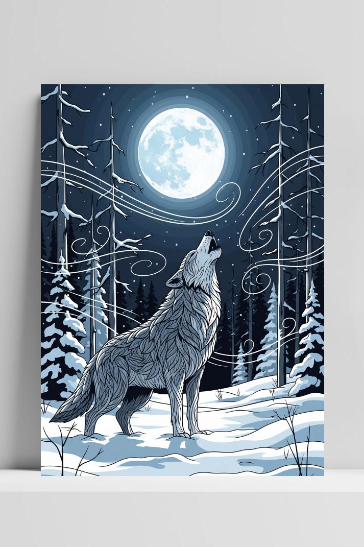 Wolf Snow Moon poster van 25 Artstreet