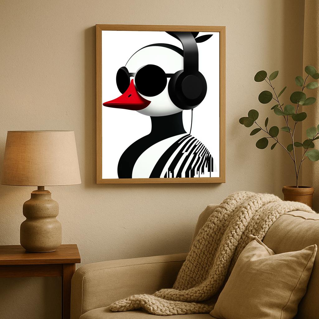 Bird Headphone Minimalist poster sfeerbeeld 1