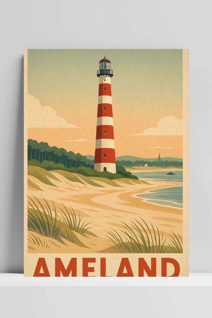 Ameland Text Vintage op 3mm aluminium dibond