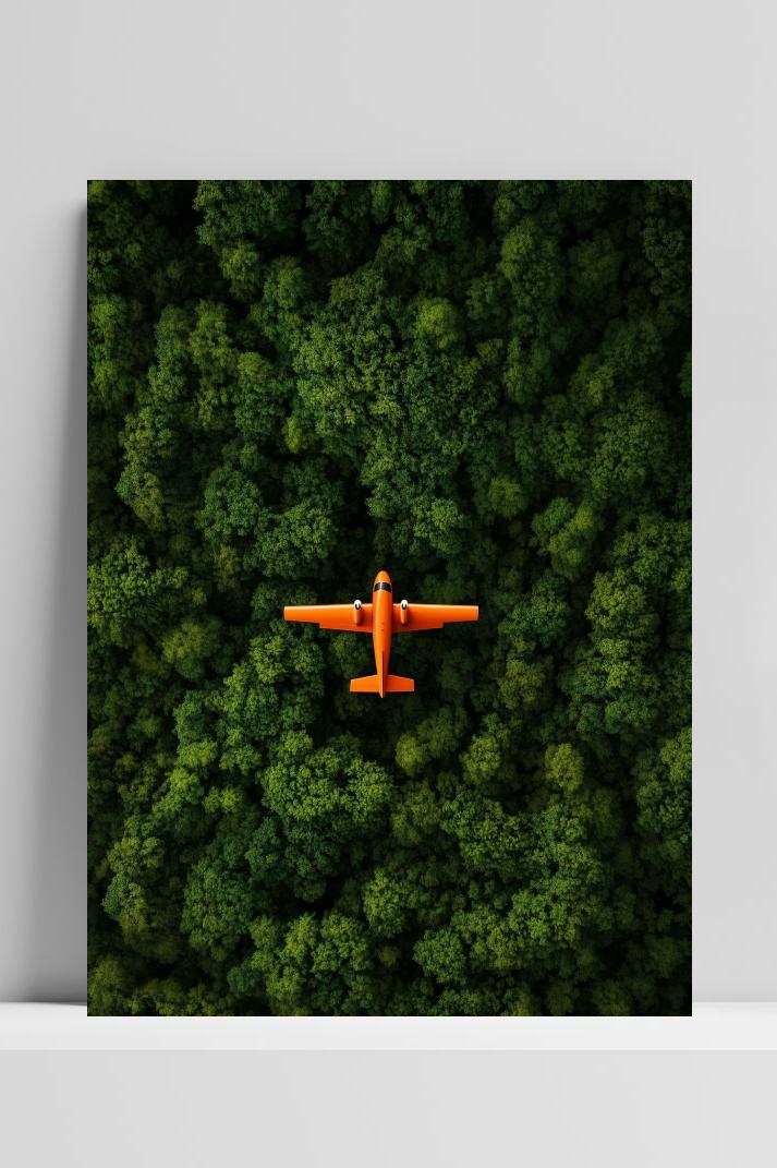 Airplane Forest op 3mm aluminium dibond