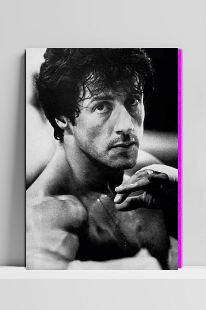 Sylvester Stallone Rocky B&W op 3mm aluminium dibond