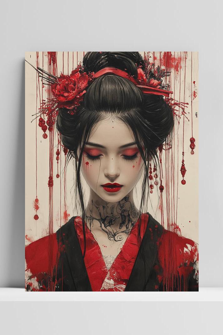 Geisha op 3mm aluminium dibond