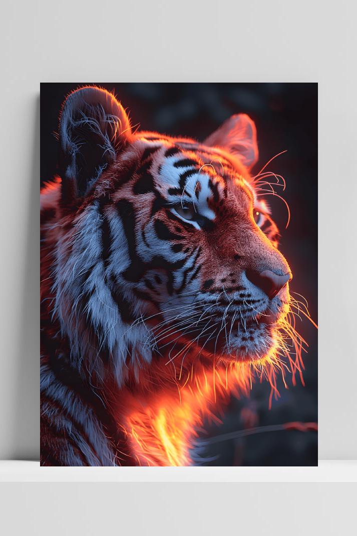 Tijger op 3mm aluminium dibond