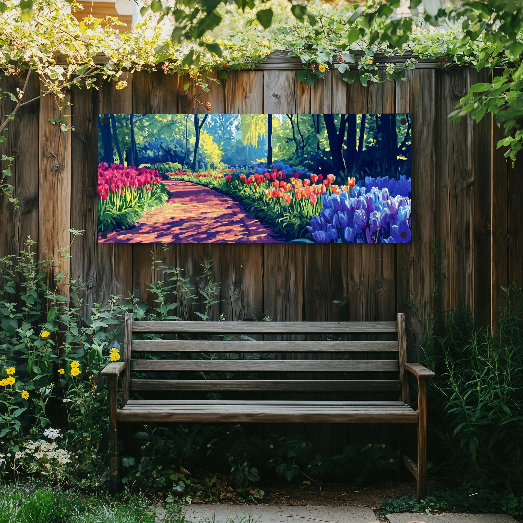 Tuinposter Tulpenveld sfeerbeeld 1