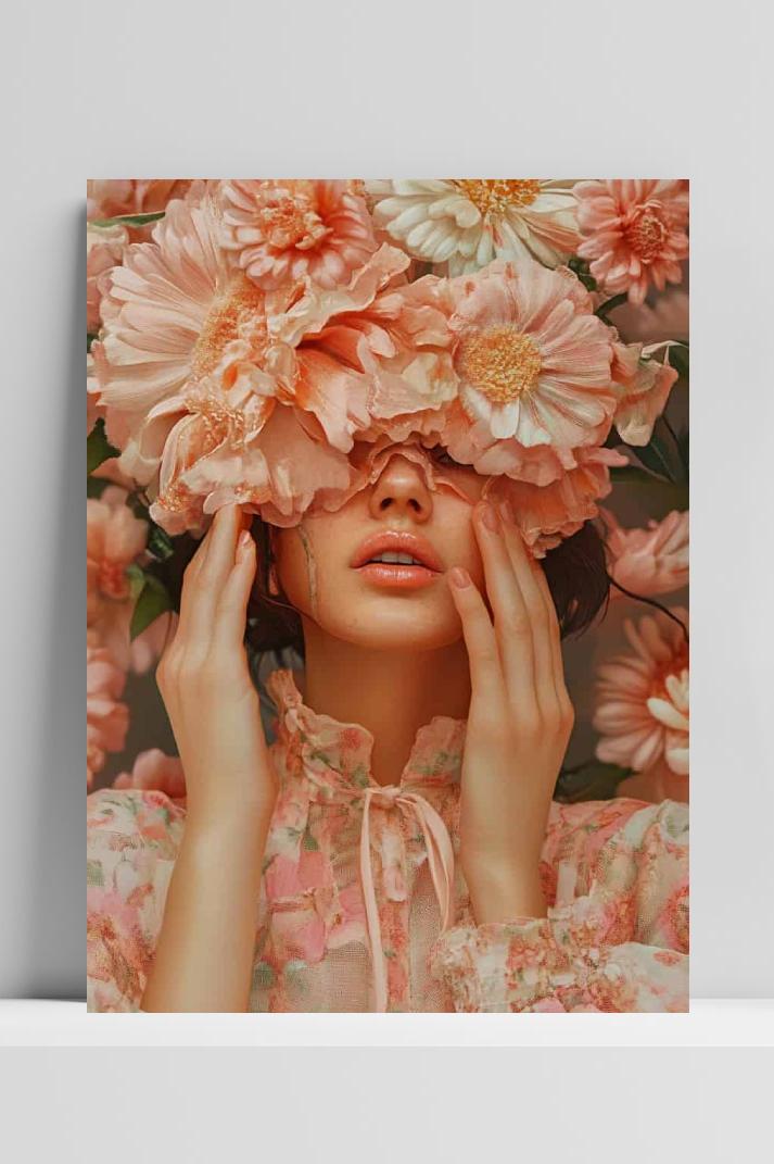 Bloemen Vrouw op 3mm aluminium dibond