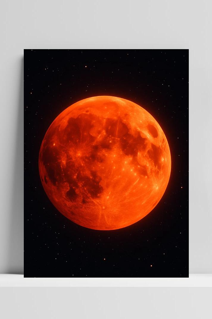 Orange Moon Stars Night Sky Space in interieur