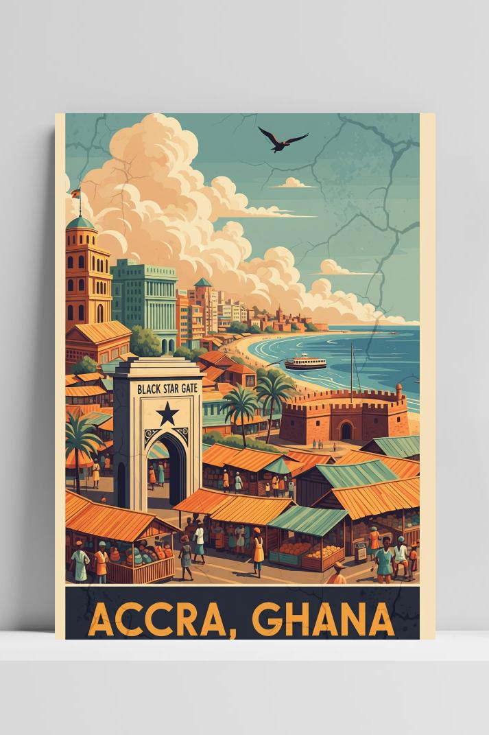 Accra Ghana Text poster van 25 Artstreet