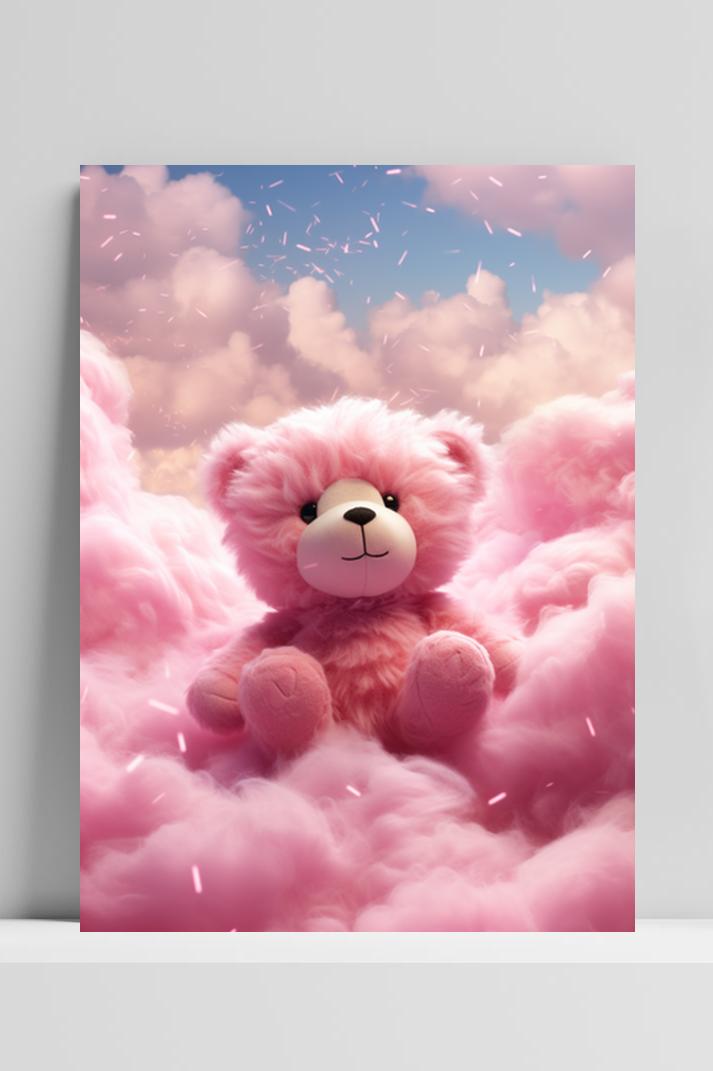 Roze Beertje op 3mm aluminium dibond