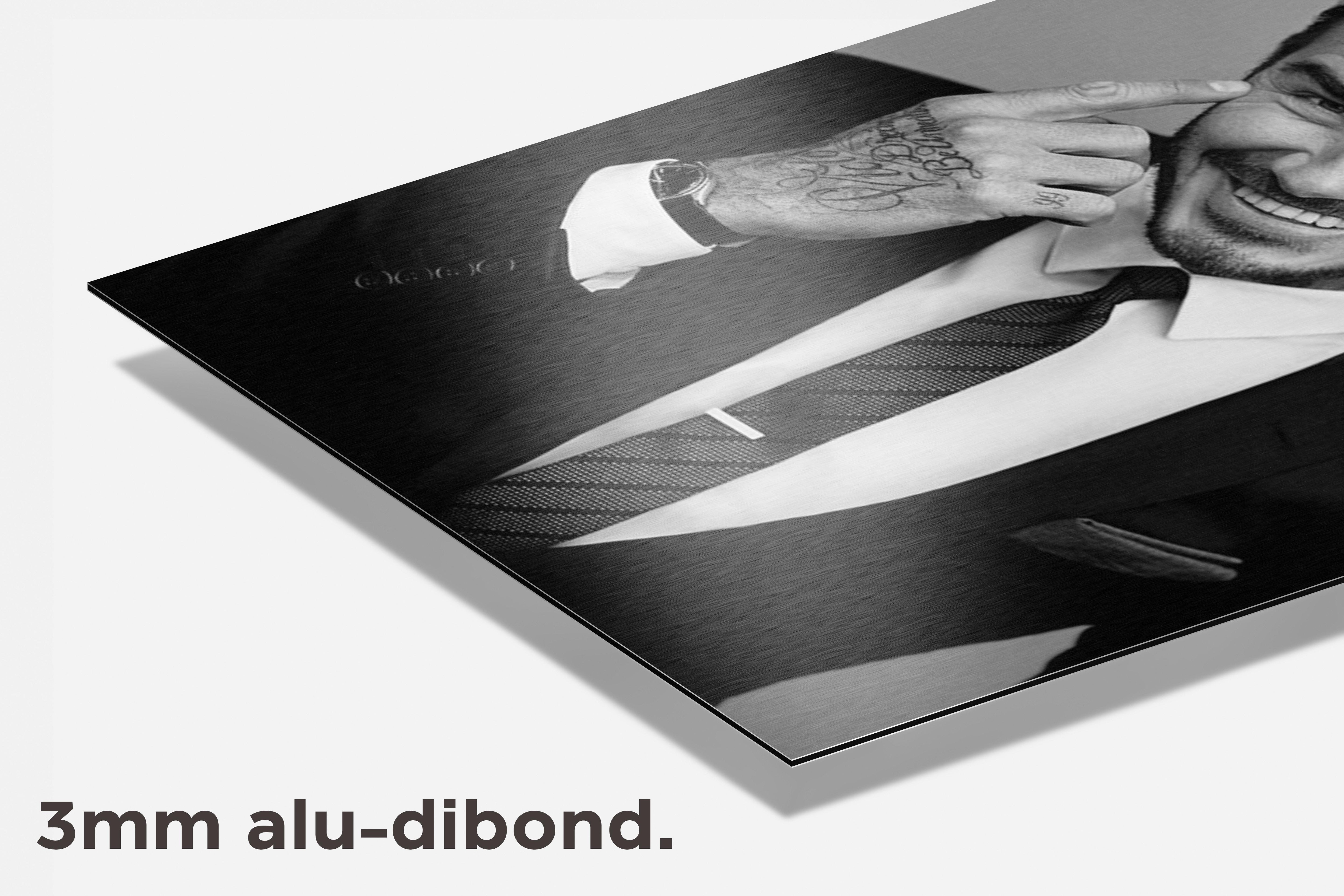 David Beckham Zwart Wit dibond detail