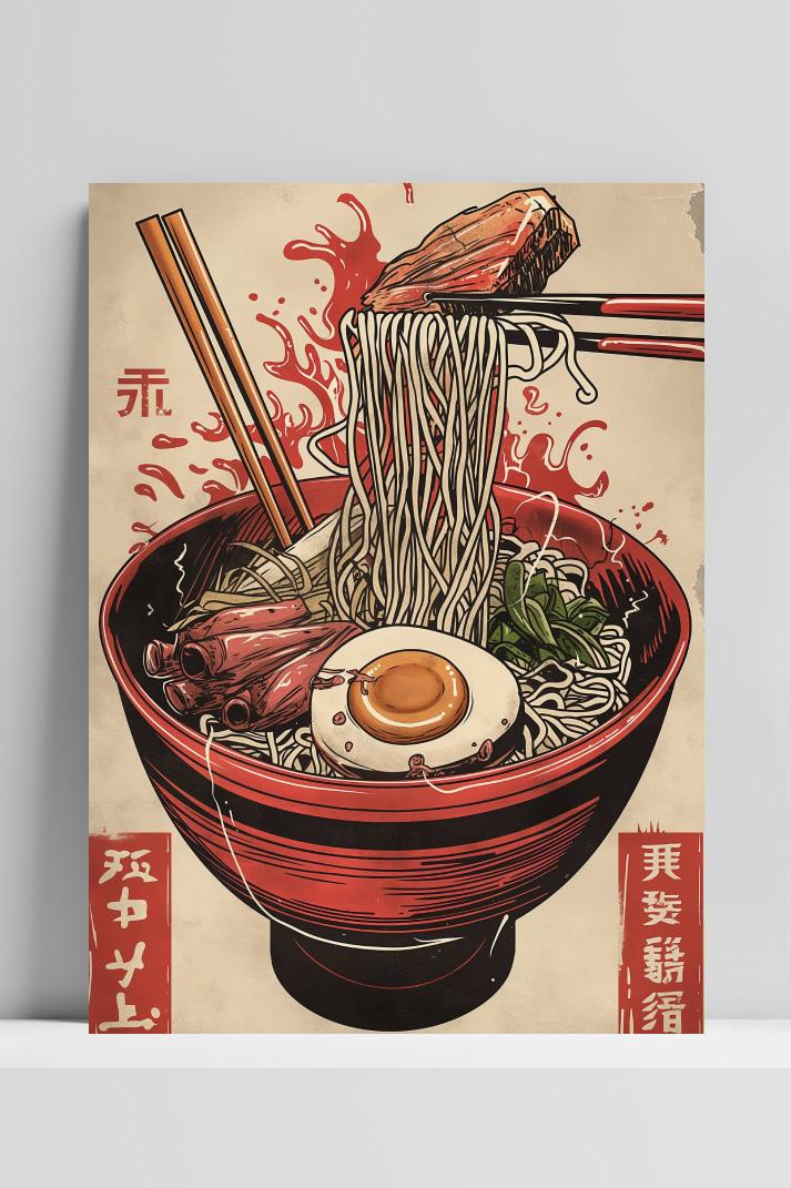 Retro Ramen op 3mm aluminium dibond