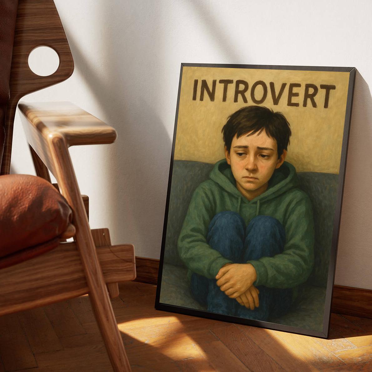 Introvert Text Quote Boy poster sfeerbeeld 3