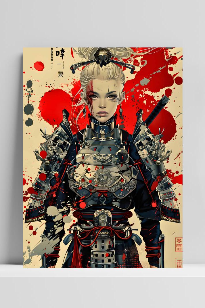 Samurai Krijger op 3mm aluminium dibond