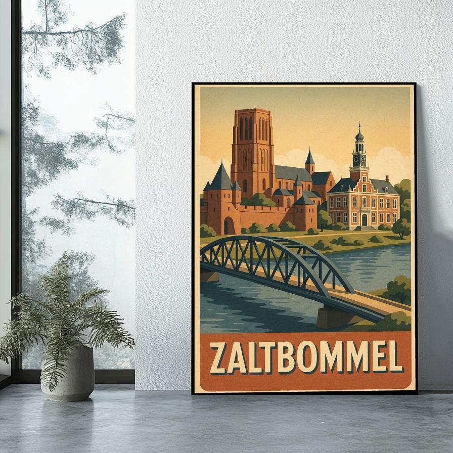 Zaltbommel Text Vintage poster sfeerbeeld 1