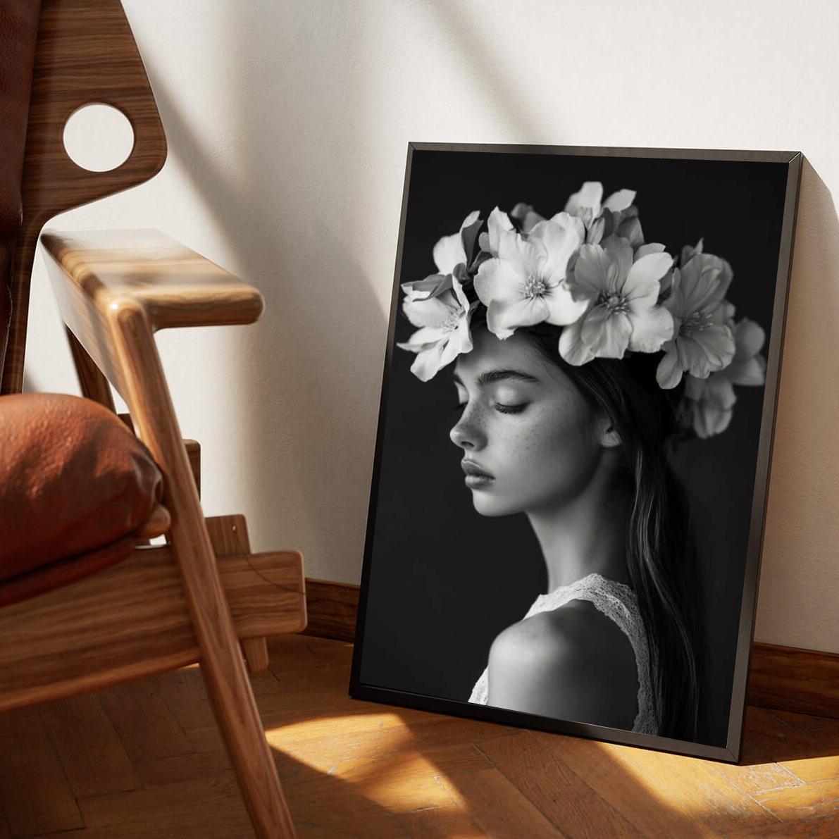Flowers Woman B&W poster van 25 Artstreet