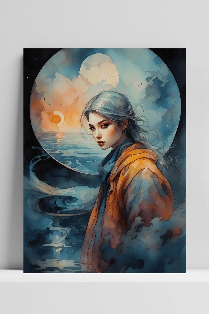 Anime Volle Maan op 3mm aluminium dibond