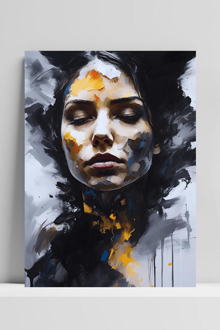 Hoofd Zwart Wit op 3mm aluminium dibond