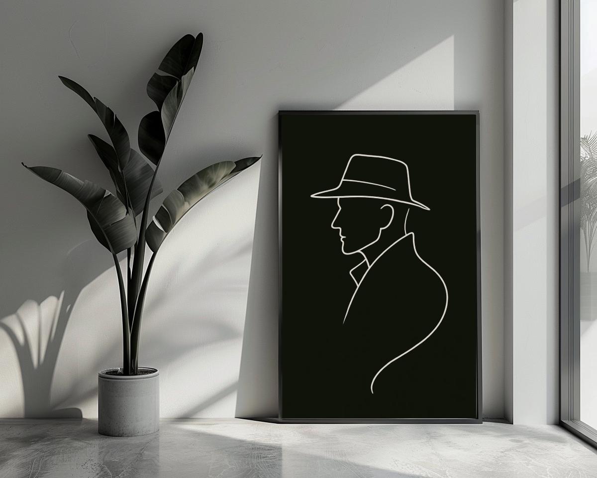Line Art Man B&W poster van 25 Artstreet