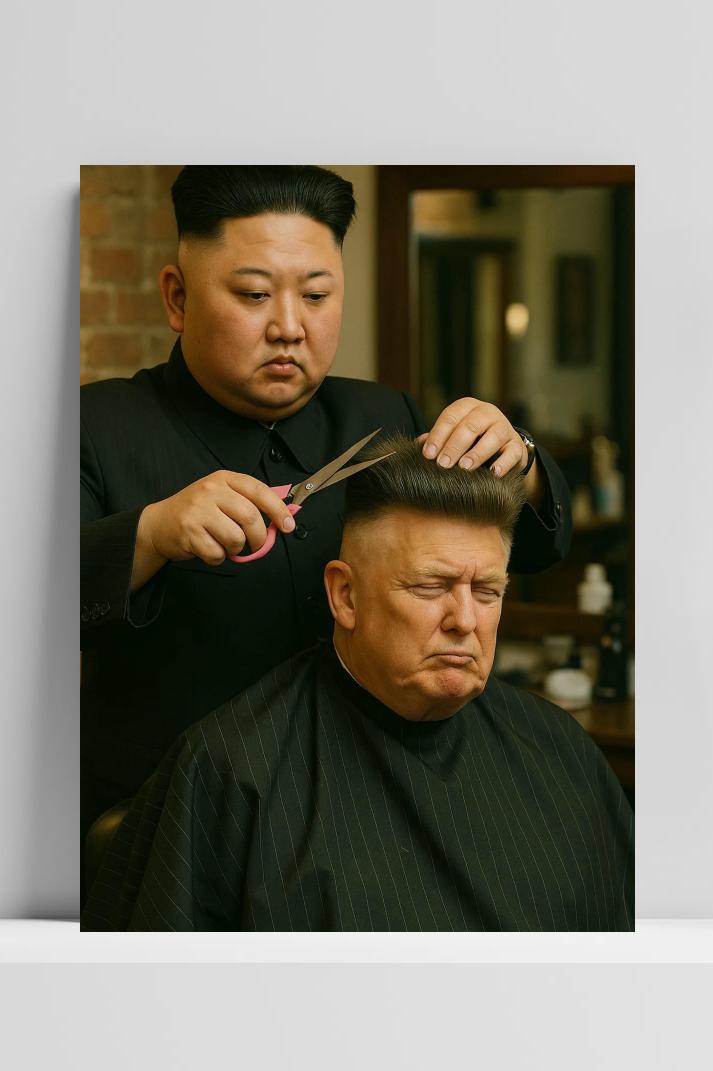 Kim Jong Un Donald Trump op 3mm aluminium dibond