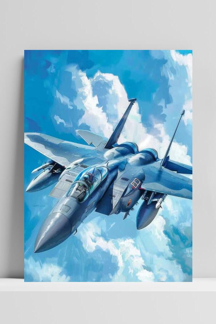 Gevechtsvliegtuig Aquarel op 3mm aluminium dibond
