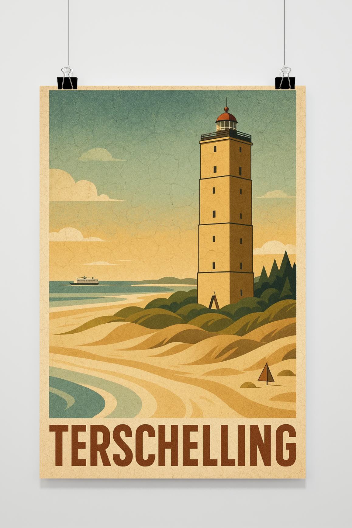 Terschelling Text Vintage poster van 25 Artstreet