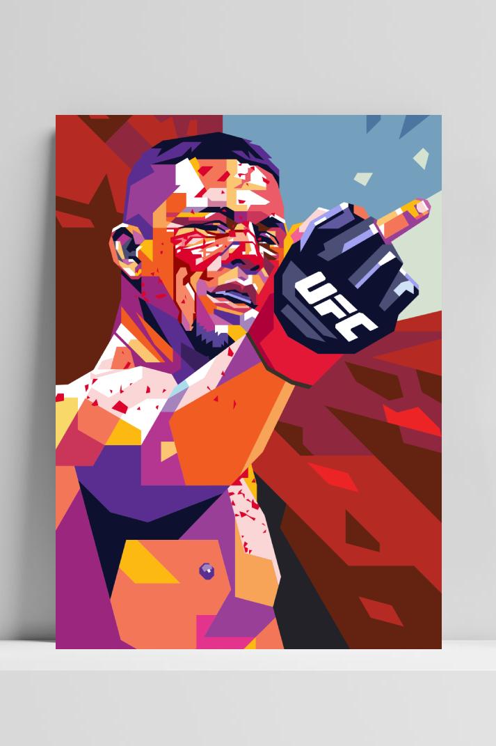Nate Diaz op 3mm aluminium dibond
