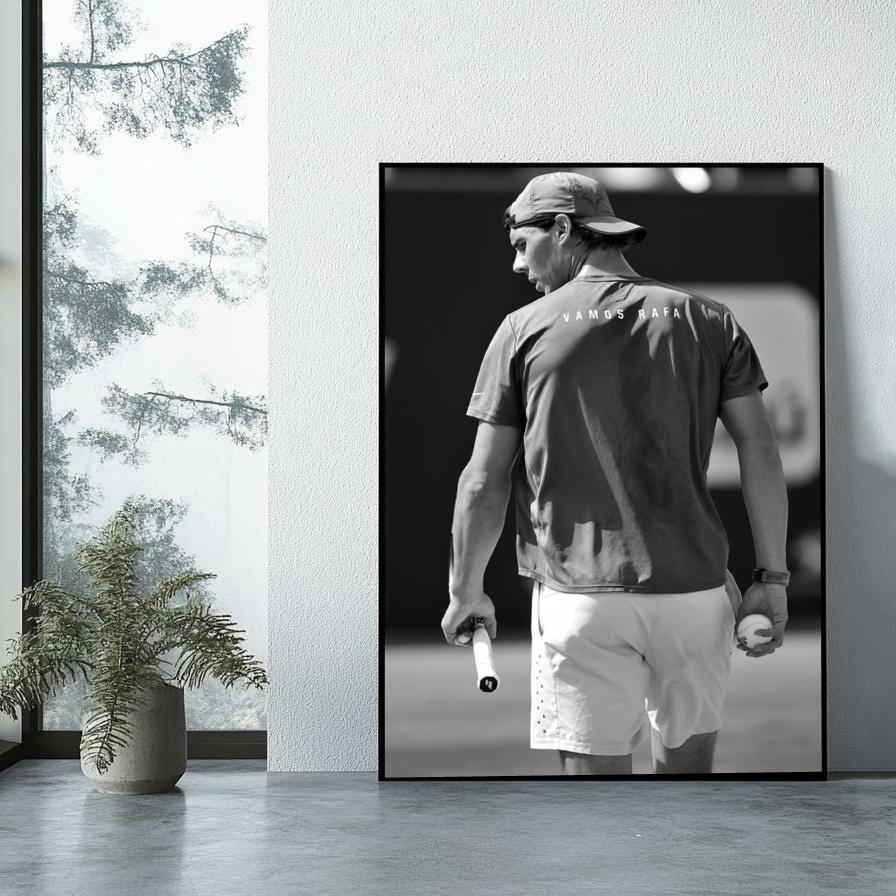 Rafael Nadal Vamos B&W poster sfeerbeeld 1