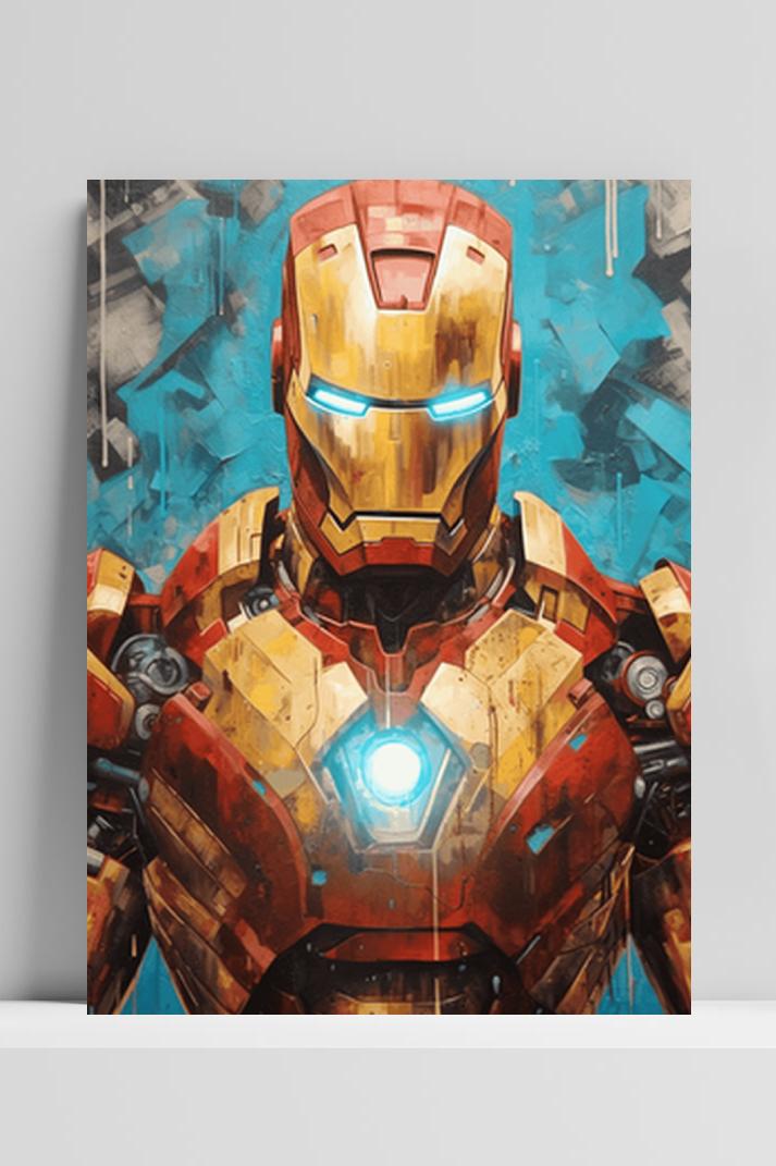 Iron Man Abstract op 3mm aluminium dibond