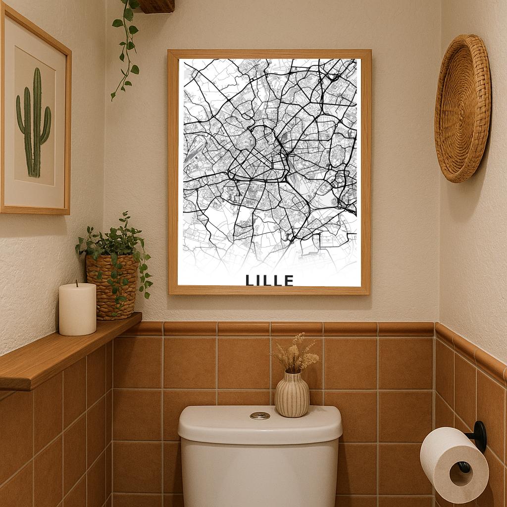 Lille Map France White poster sfeerbeeld 3