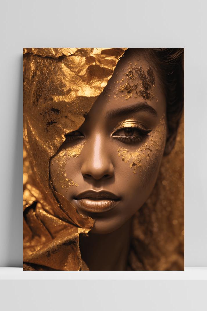 Vrouw Goud Abstract op 3mm aluminium dibond