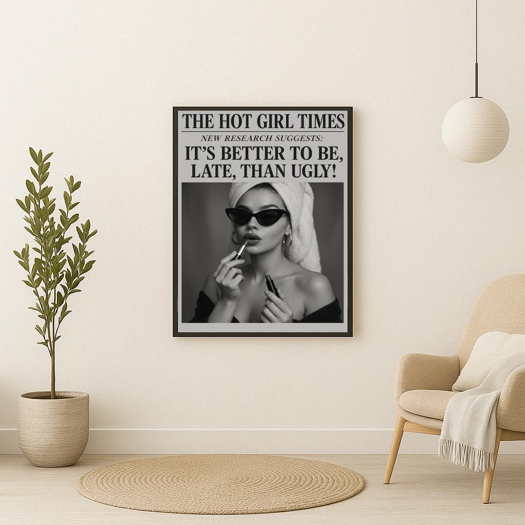 The Hot Girl Times Text Quote B&W poster sfeerbeeld 2
