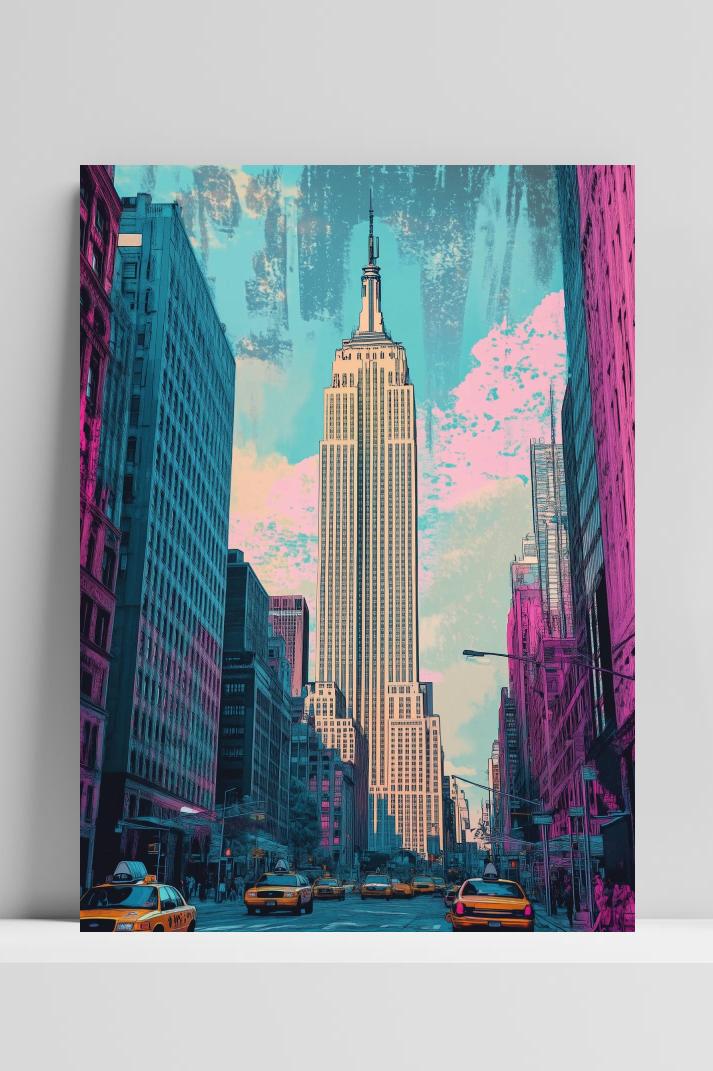 Empire State op 3mm aluminium dibond